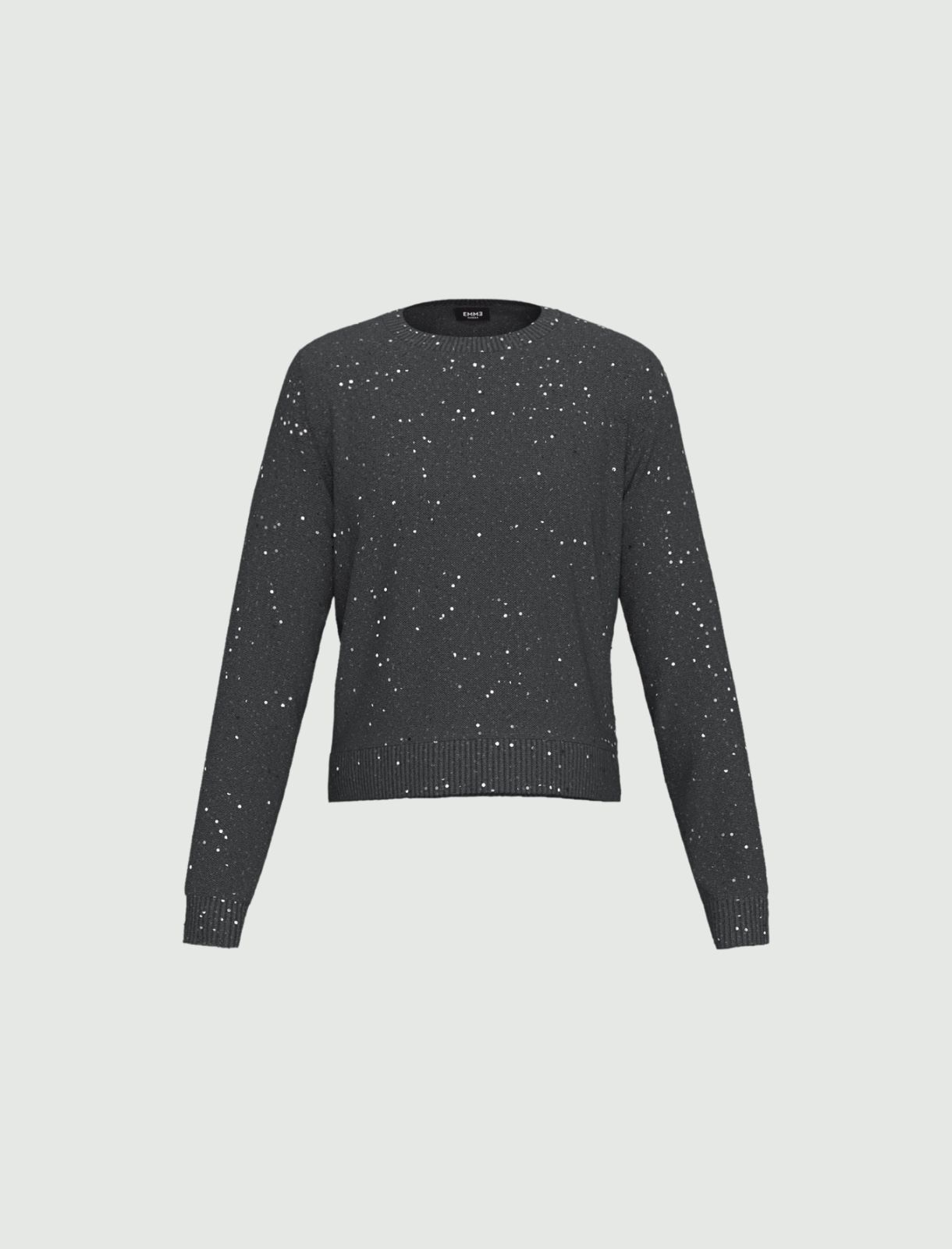 Sequin-embellished comfy yarn sweater - DARK GREY - Emme - 5