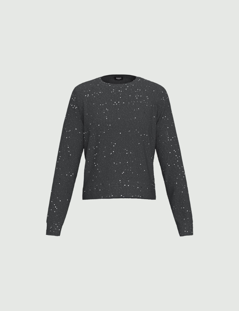 Sequin-embellished comfy yarn sweater - Emme - 5