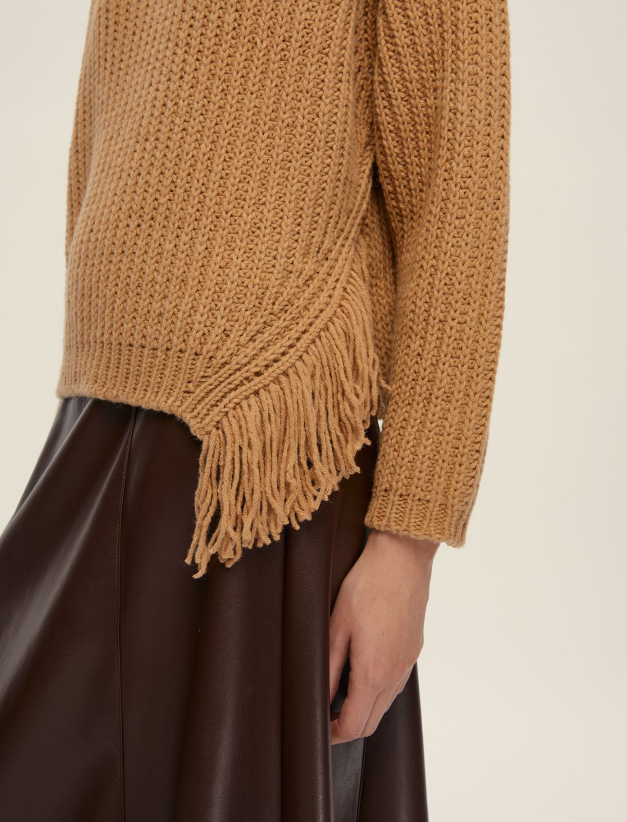 Sweater with side fringe detail - CAMEL - Emme - 4
