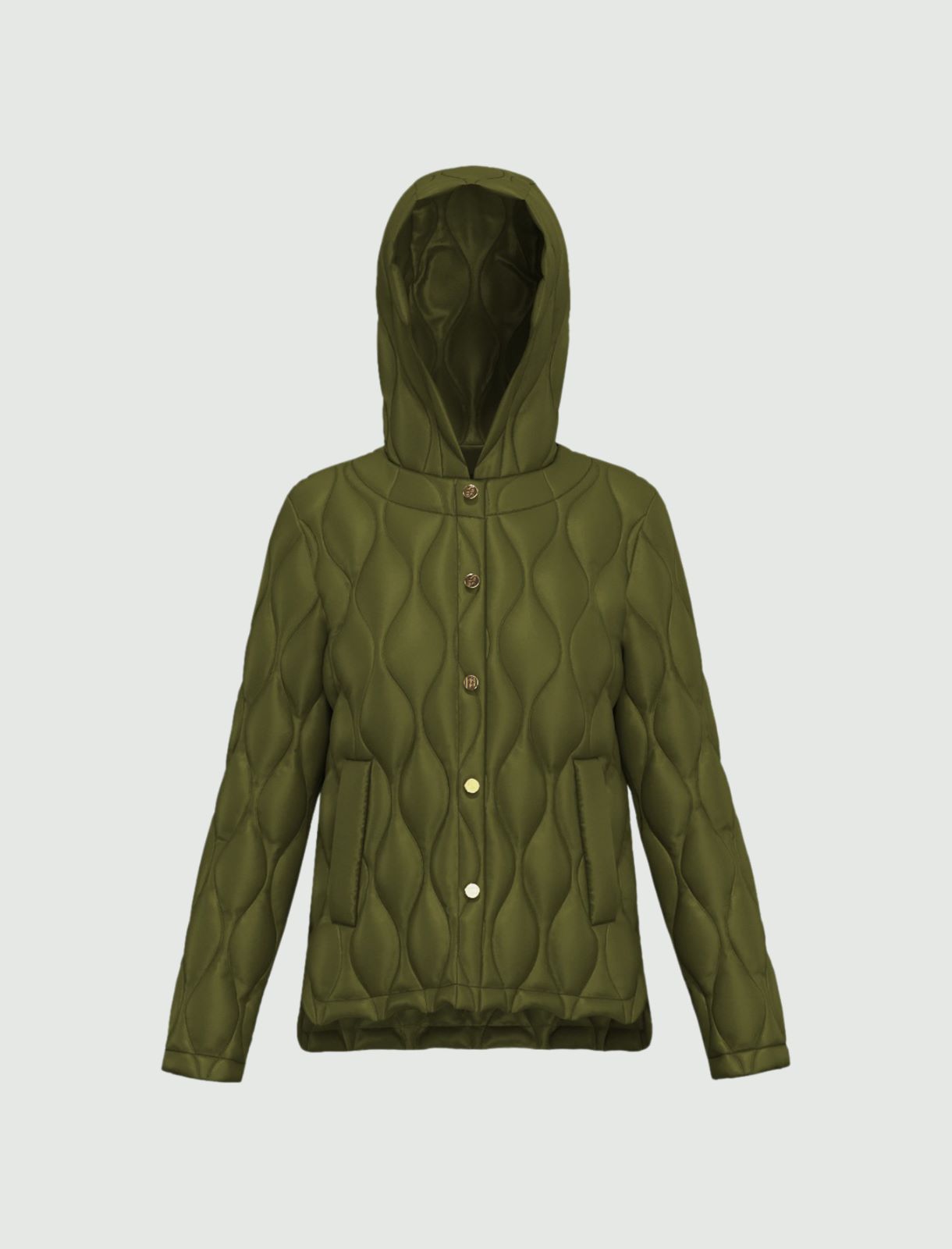 Short jacket in water-repellent quilted fabric - MILITARY GREEN - Emme - 5