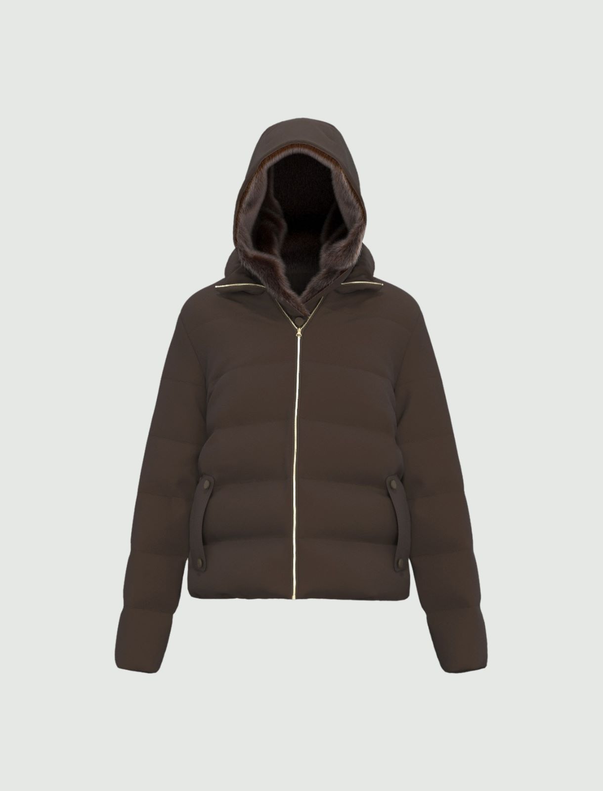 Short hooded taffeta down jacket - CHOCOLATE - Emme - 5