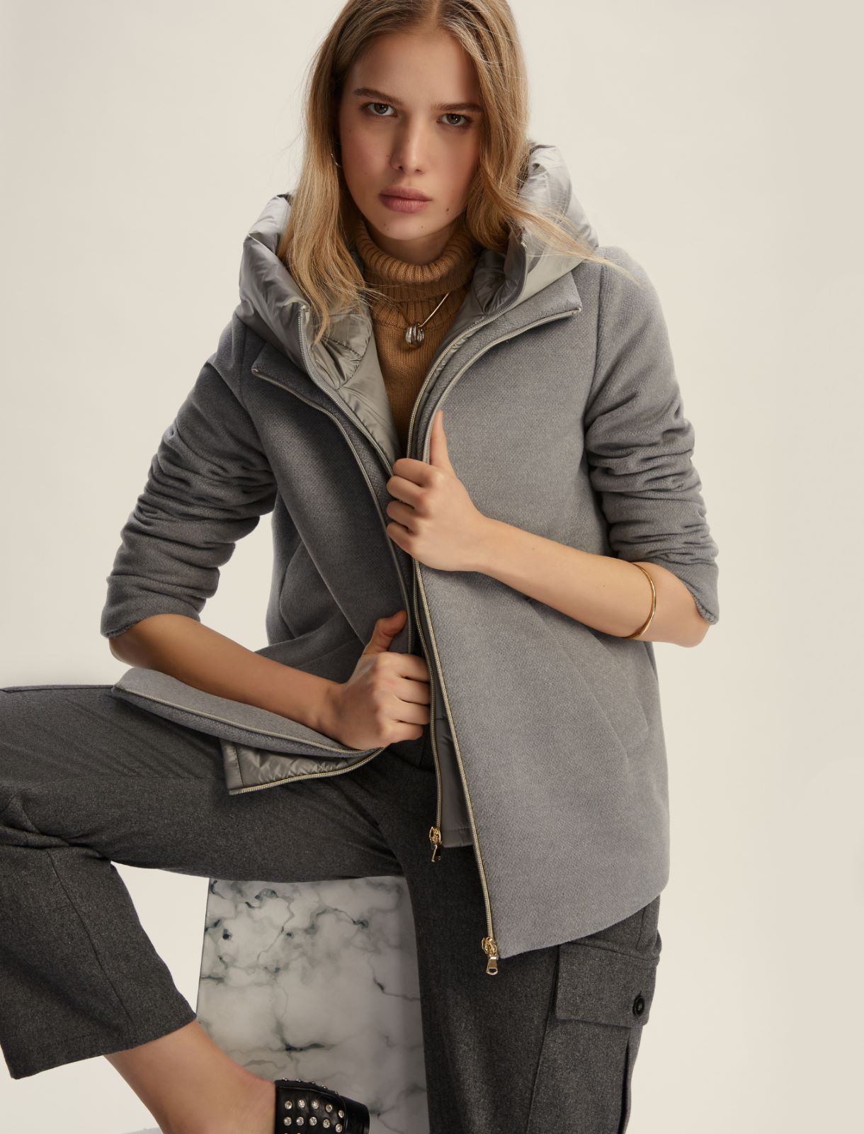 Giaccone imbottito in panno soft - GRIGIO CHIARO - Emme - 3