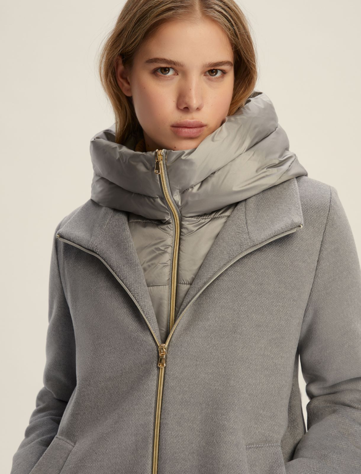 Giaccone imbottito in panno soft - GRIGIO CHIARO - Emme - 4