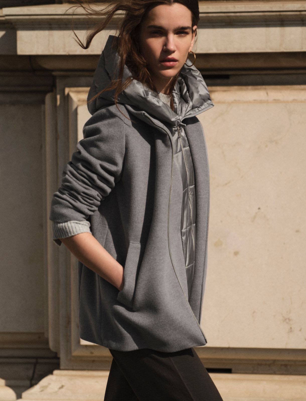 Giaccone imbottito in panno soft - GRIGIO CHIARO - Emme - 6