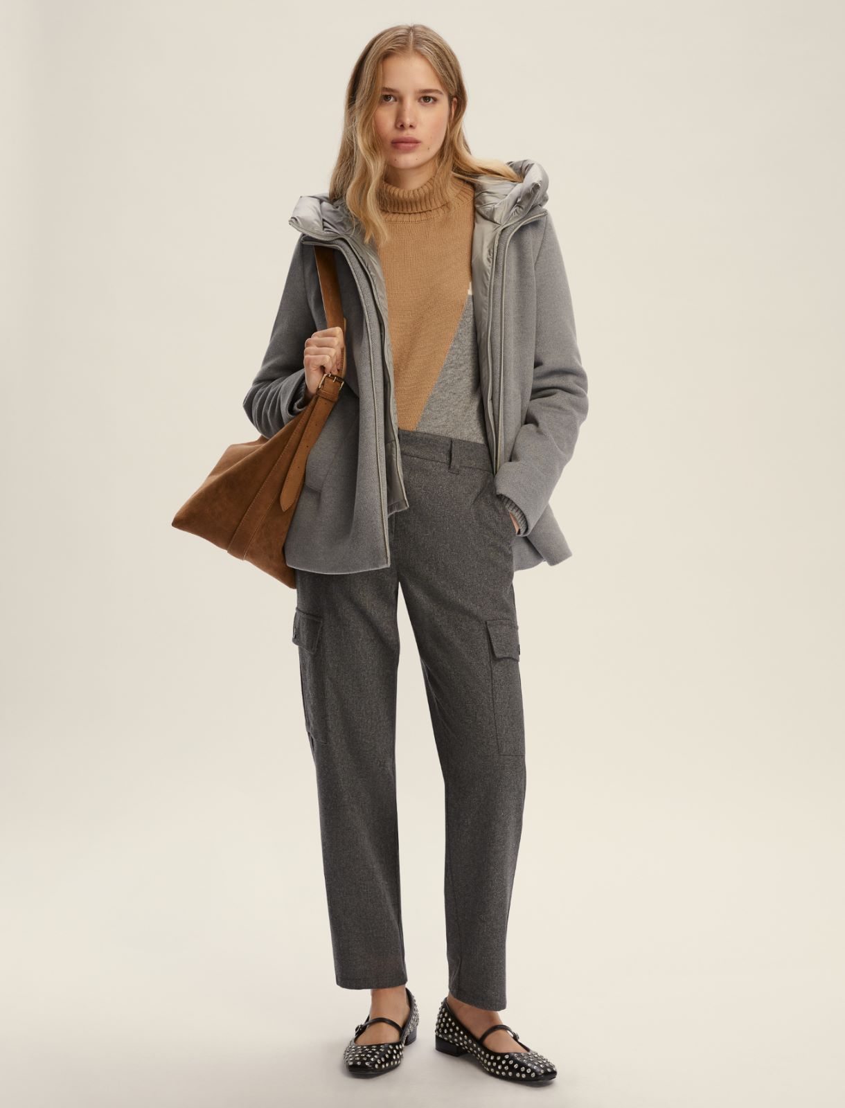 Giaccone imbottito in panno soft - GRIGIO CHIARO - Emme