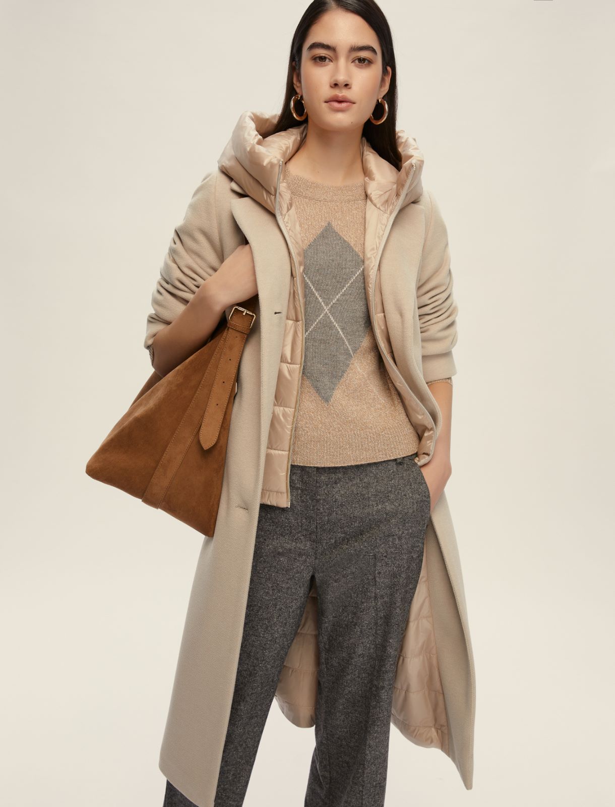Soft padded cloth coat - ECRU - Emme - 3