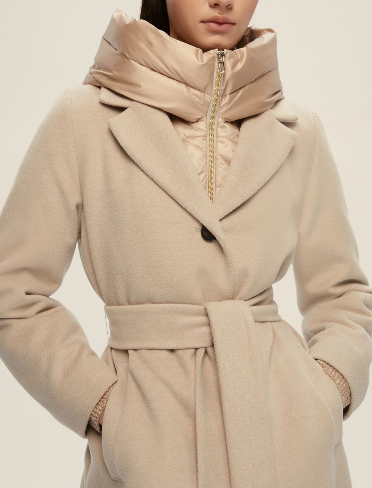 Soft padded cloth coat - ECRU - Emme - 4