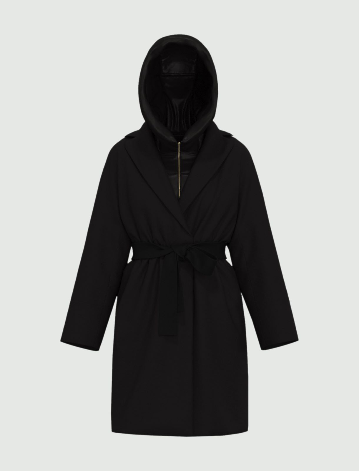 Soft cloth coat with removable hood - BLACK - Emme - 5