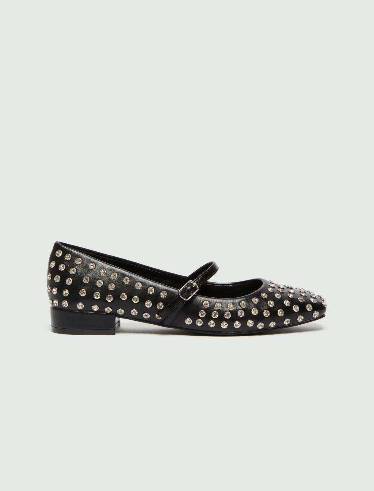 Rhinestone stud-decorated ballet flats - BLACK - Emme - 2