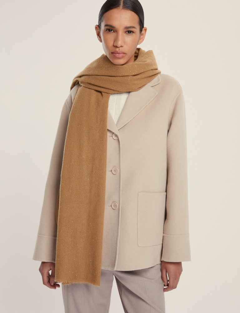 Lurex yarn-embellished fringed stole - Emme