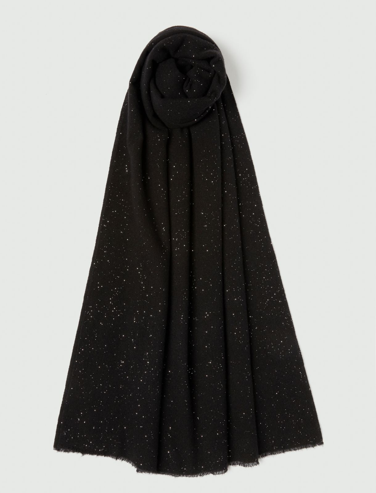Lurex yarn-embellished fringed stole - BLACK - Emme - 2