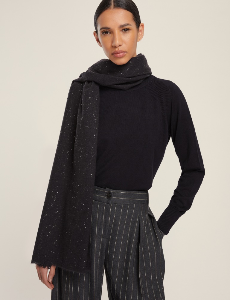 Lurex yarn-embellished fringed stole - Emme