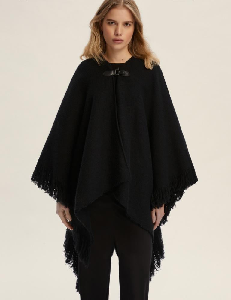 Poncho con fibbia - NERO