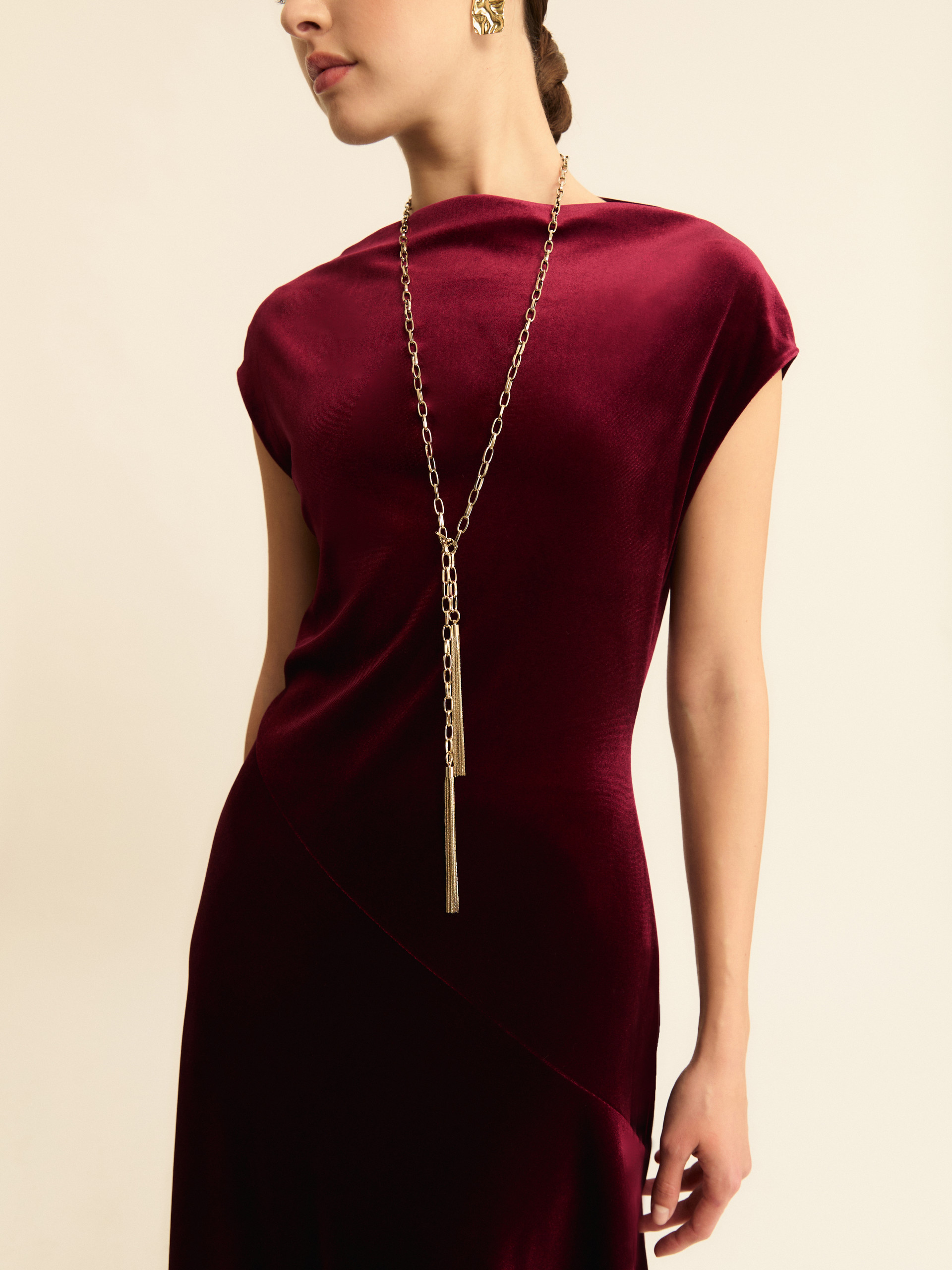 Stretch velvet midi dress - BORDEAUX - Emme - 3