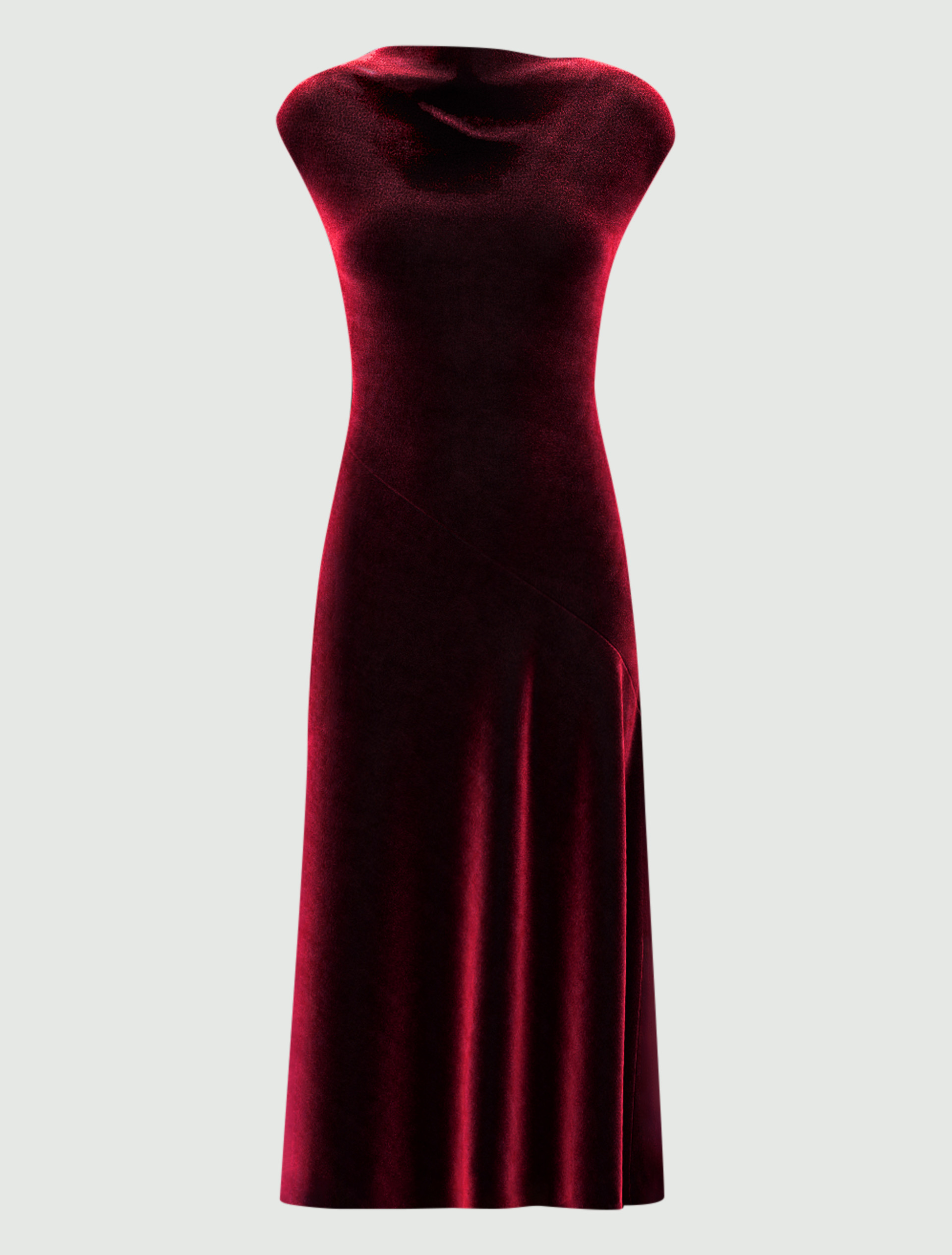 Stretch velvet midi dress - BORDEAUX - Emme - 6