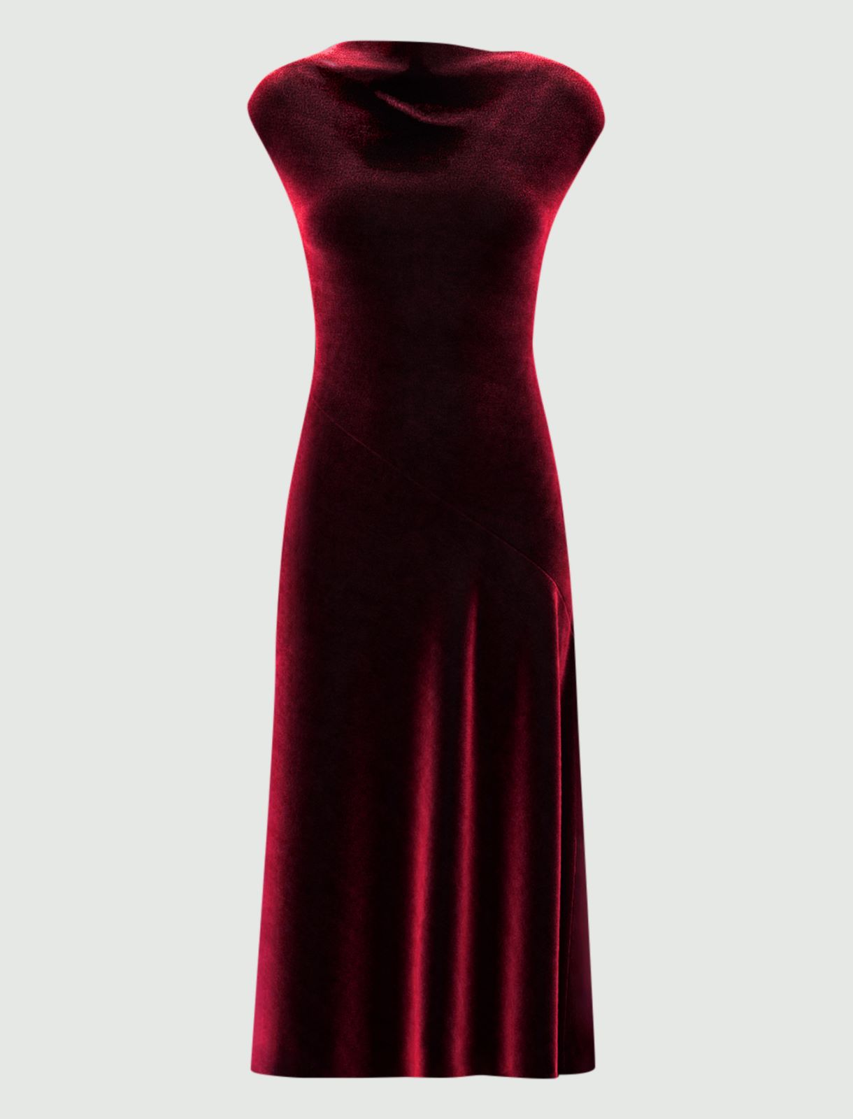 Stretch velvet midi dress - BORDEAUX - Emme - 6