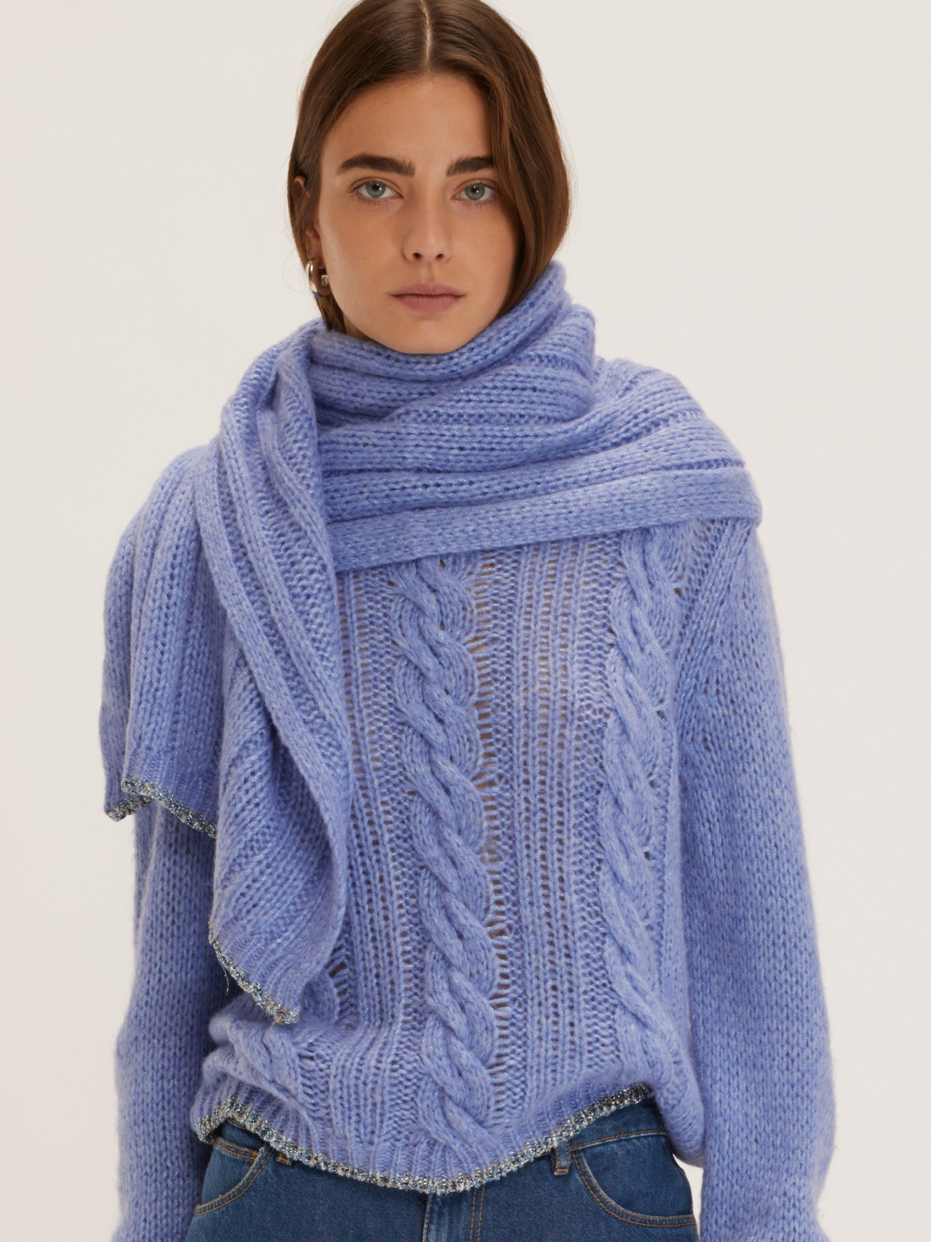 Sciarpa soffice in misto lana e lurex - AZZURRO - Emme - 1