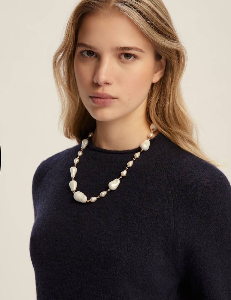 Bejewelled pearl necklace - IVORY
