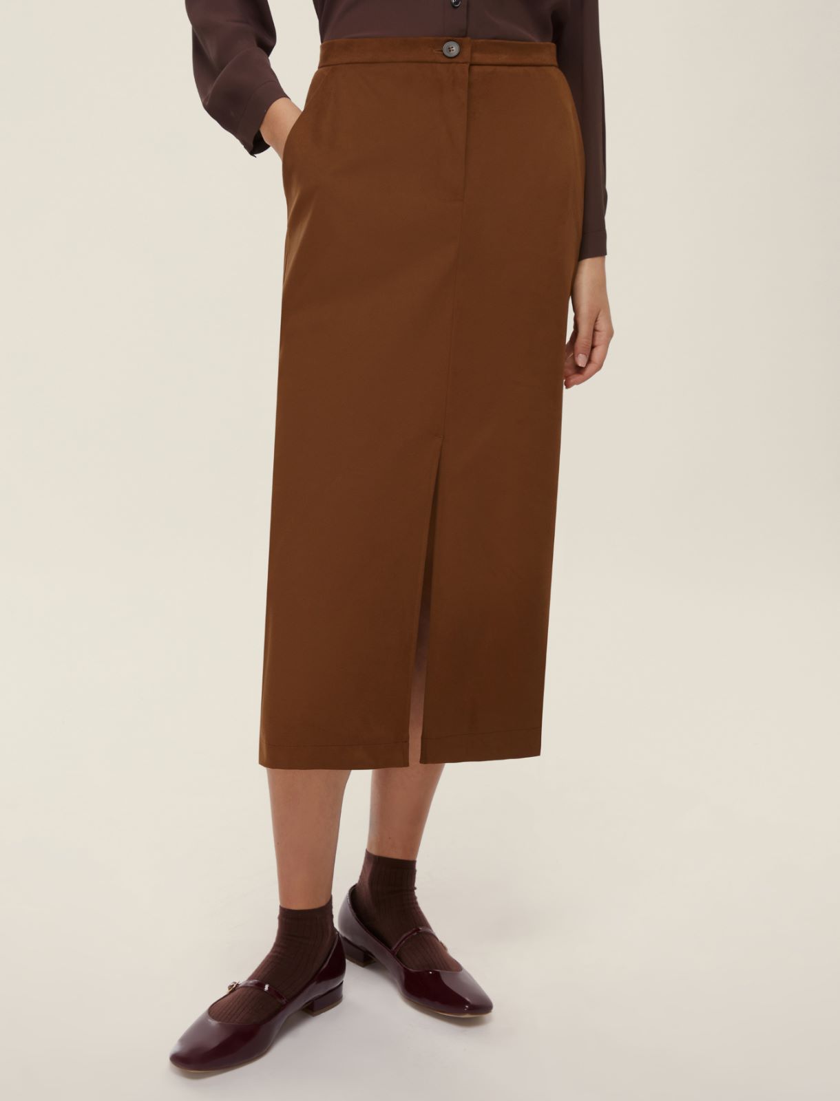 Gonna a tubino stretch - CIOCCOLATO - Emme - 4