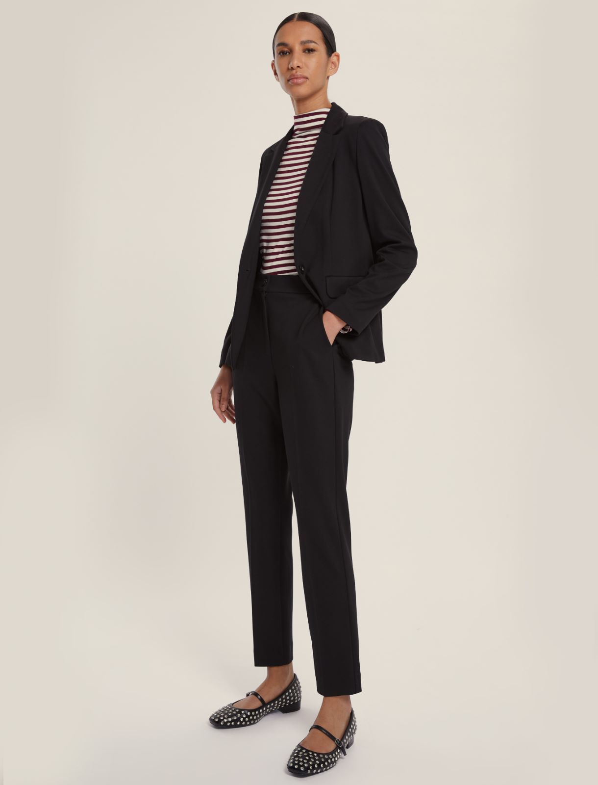 Pantalone a sigaretta in jersey - NERO - Emme