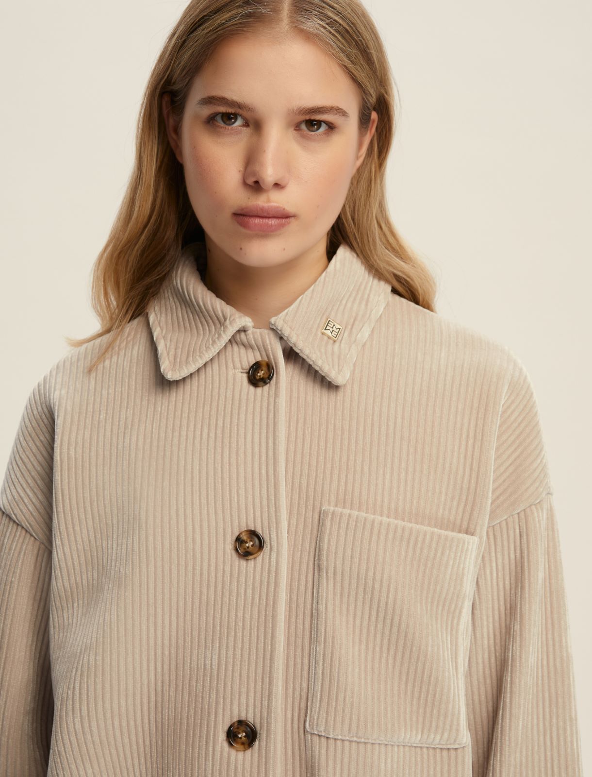 Camicia over in jersey velluto a coste - BIANCO SPORCO - Emme - 4