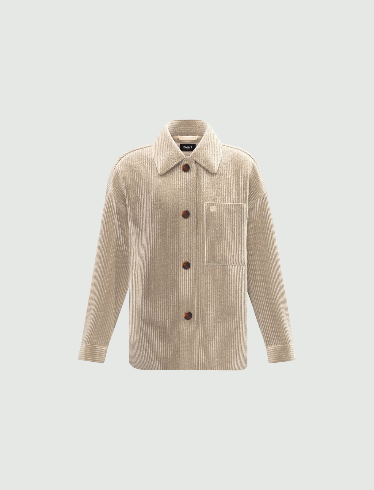 Camicia over in jersey velluto a coste - BIANCO SPORCO - Emme - 5