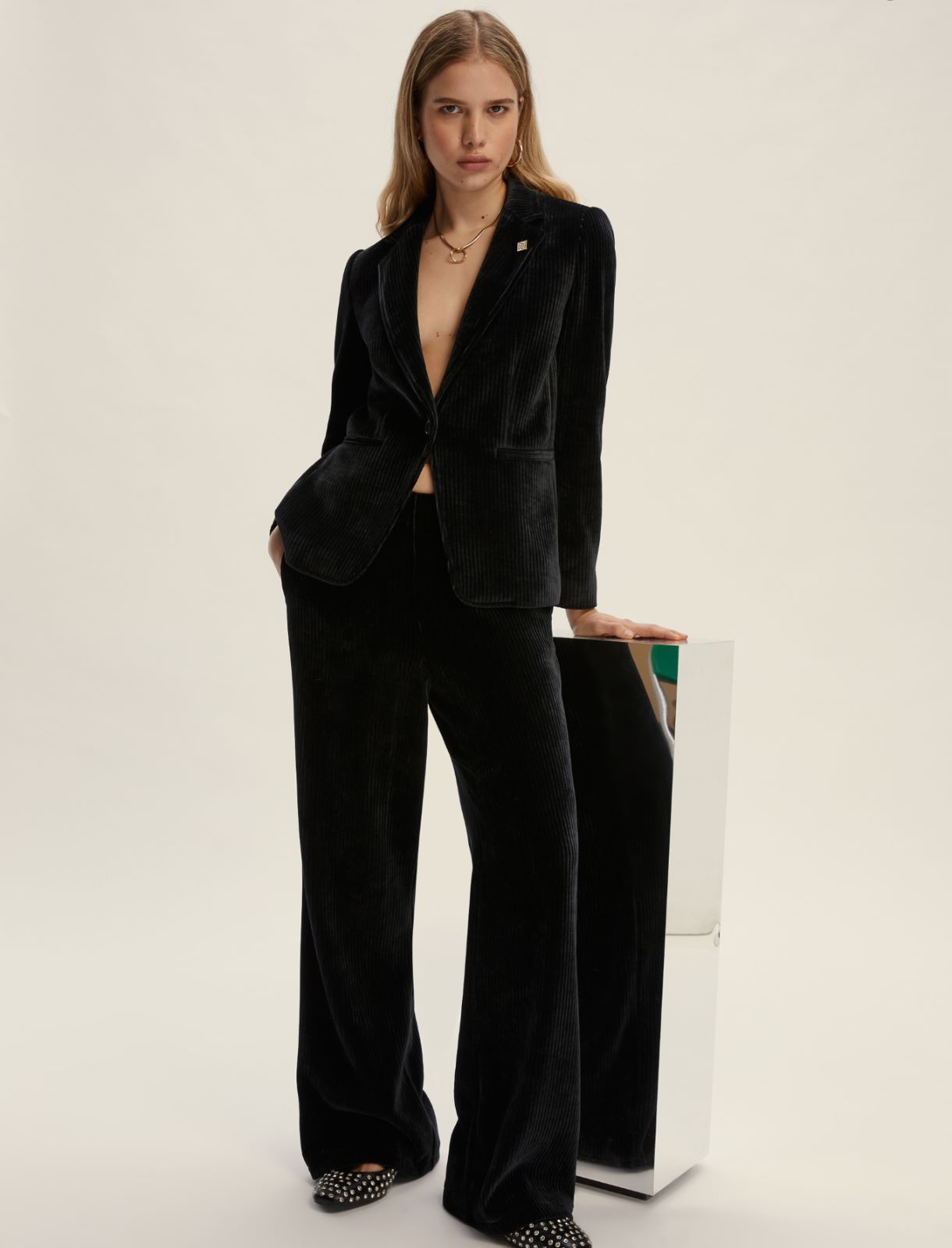 Semi-fitted jersey blazer - DARK GREY - Emme - 3