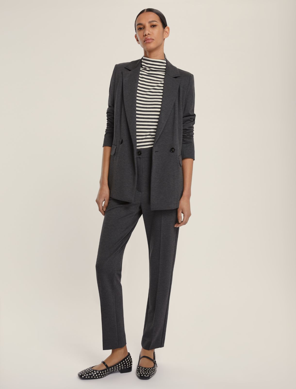 Giacca doppiopetto in jersey stretch - ANTRACITE - Emme