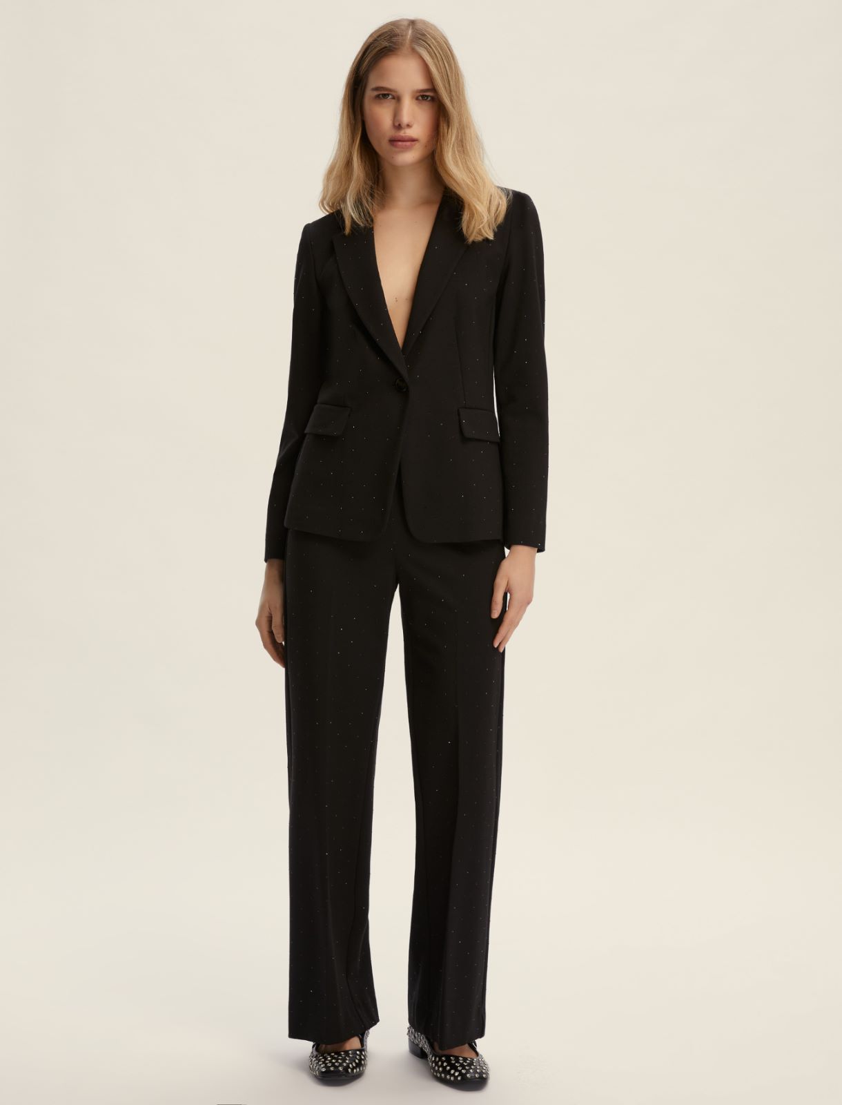 Jersey blazer with appliqué detail - BLACK - Emme