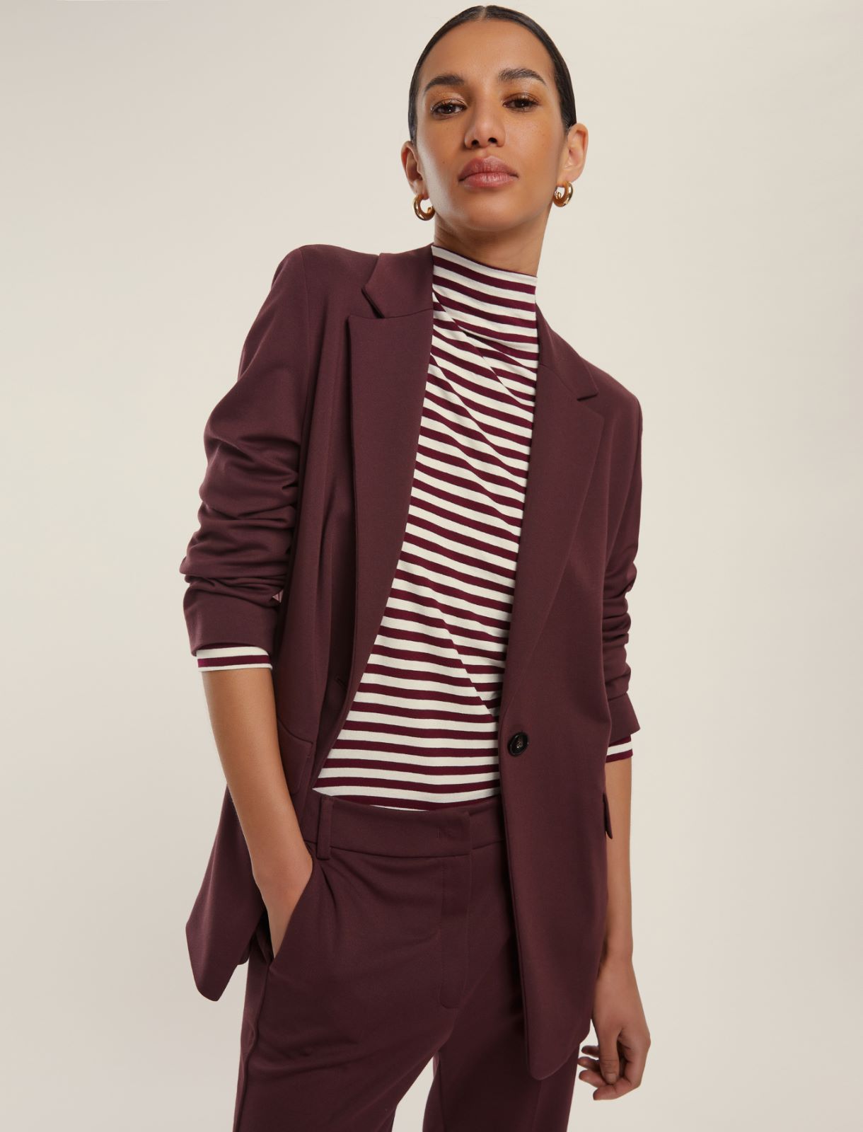 Giacca dritta in jersey stretch - BORDEAUX - Emme - 3