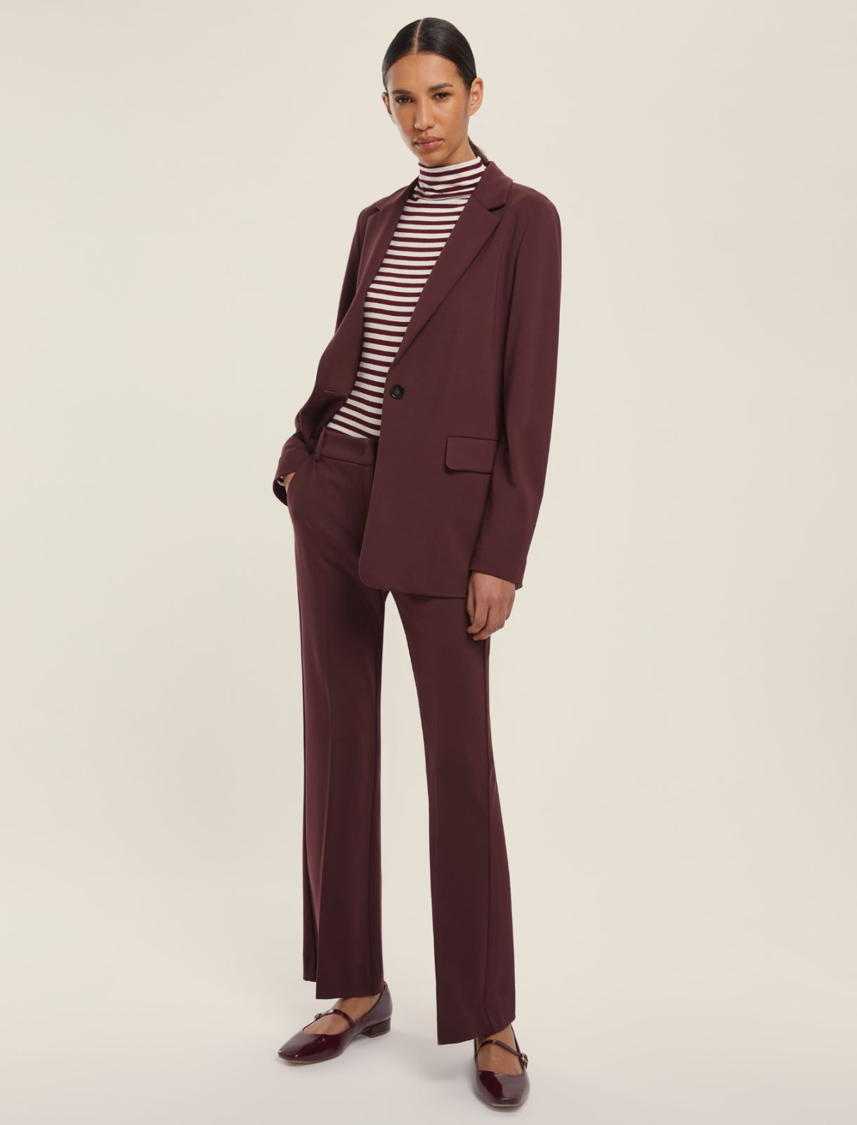Giacca dritta in jersey stretch - BORDEAUX - Emme