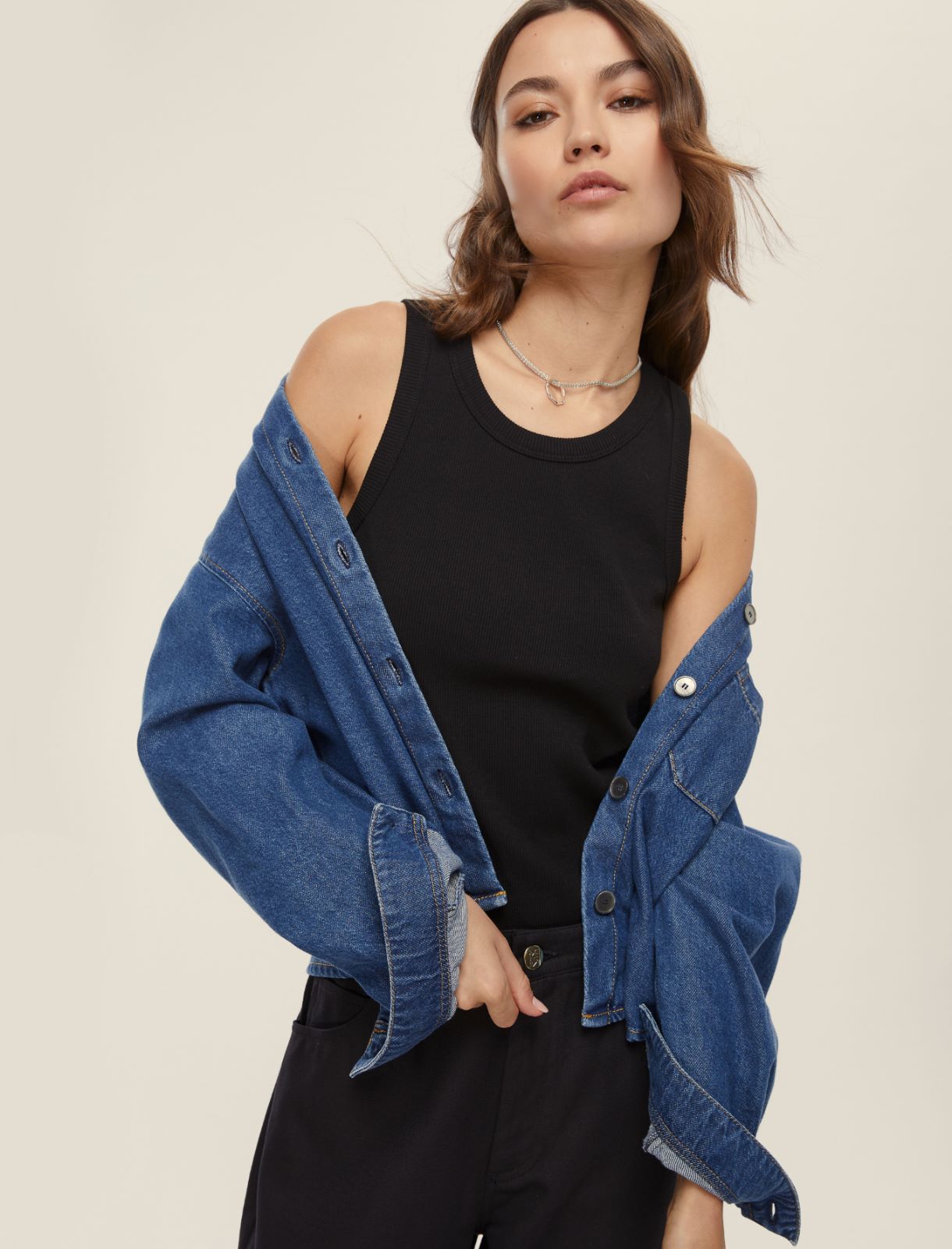 Top smanicato a coste - NERO - Emme - 3