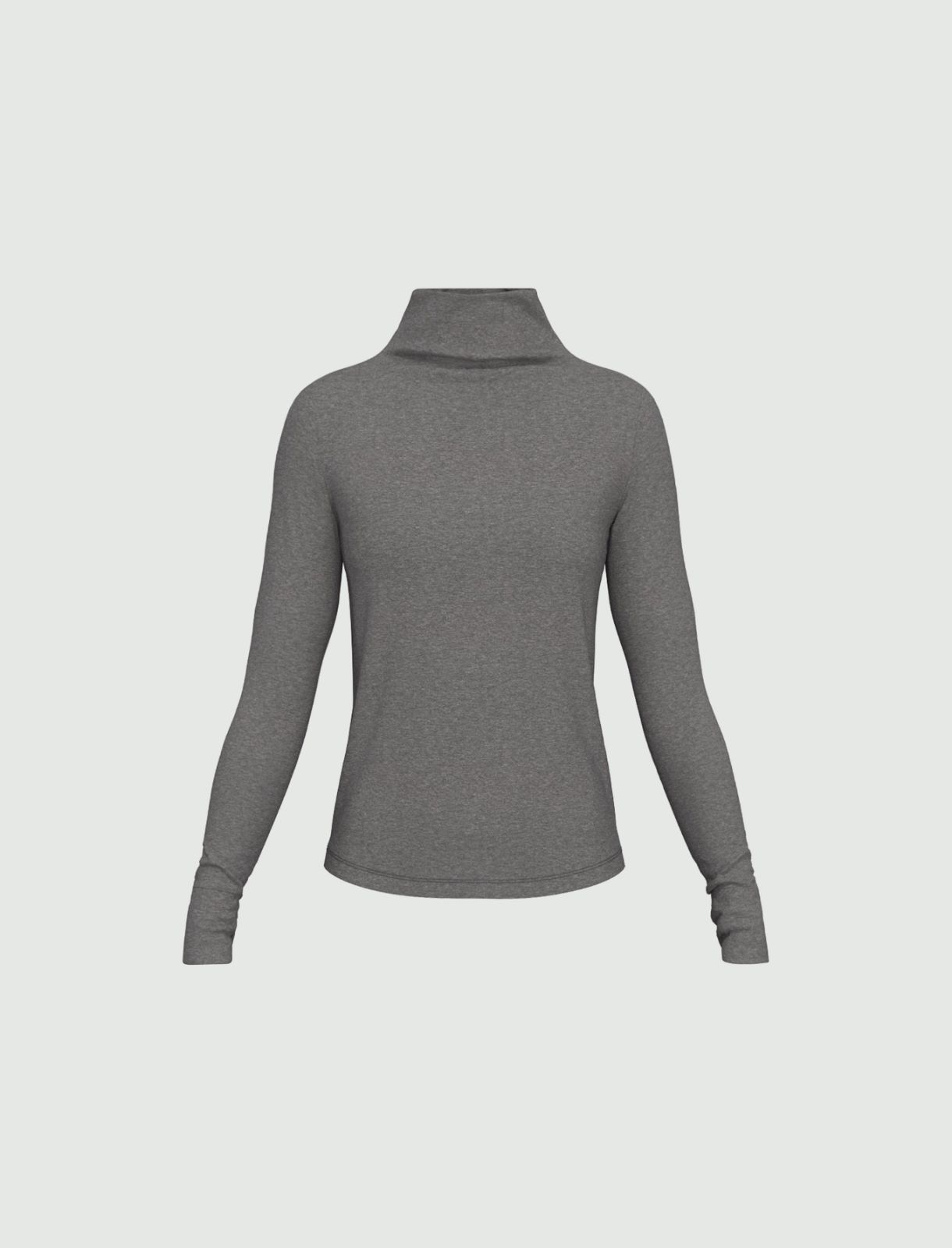 Jersey de punto elástico con cuello alto tipo polo - GRIS MELANGE - Emme - 5