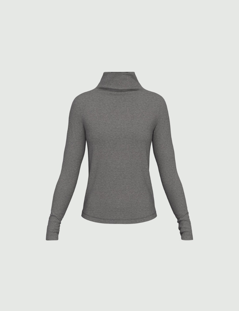 Jersey de punto elástico con cuello alto tipo polo - Emme - 5