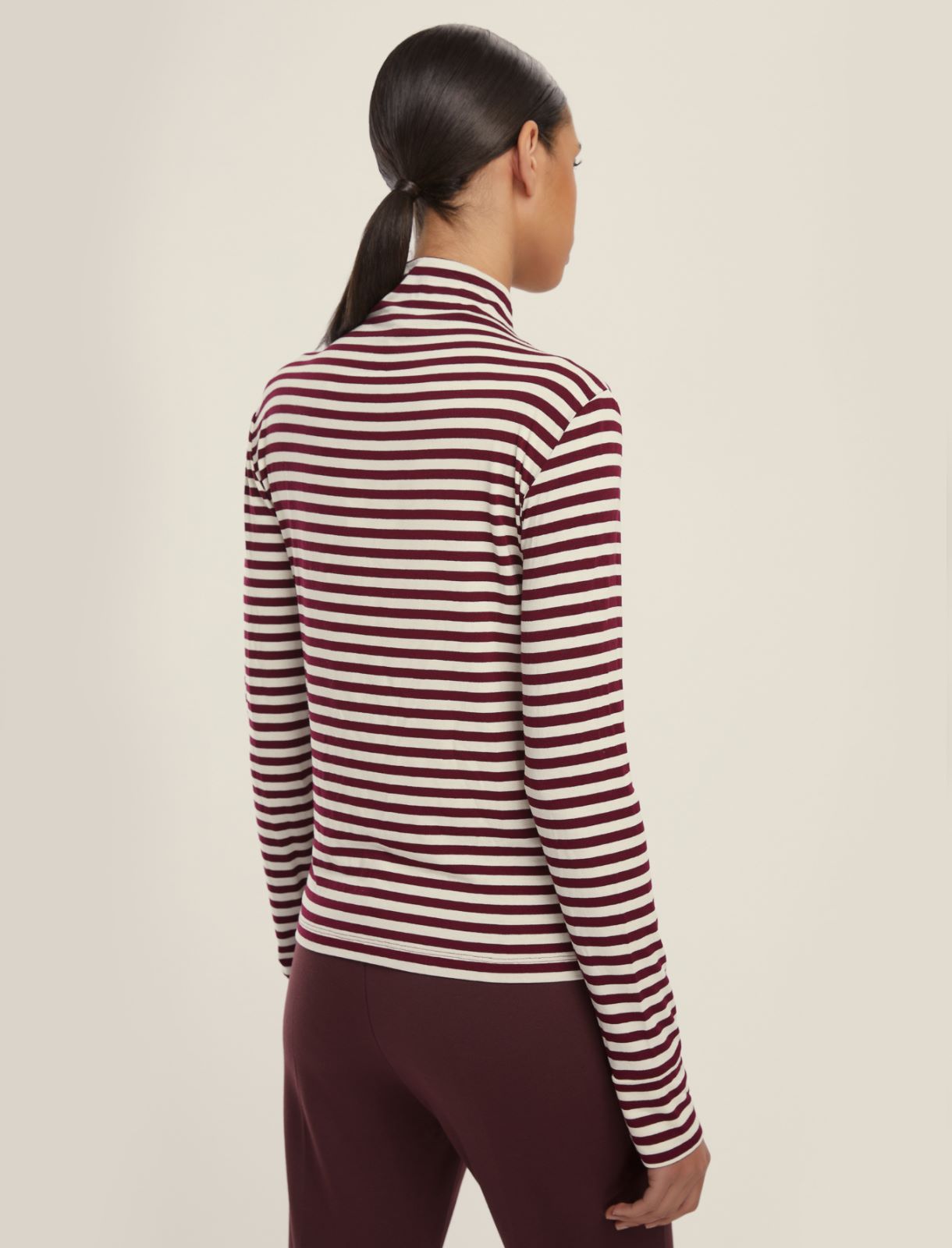Stretch jersey mock polo-neck sweater - BORDEAUX - Emme - 2
