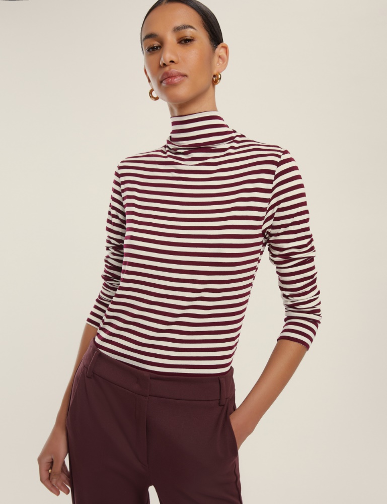 Stretch jersey mock polo-neck sweater - Emme