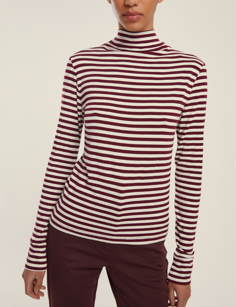 Stretch jersey mock polo-neck sweater - Emme - 4
