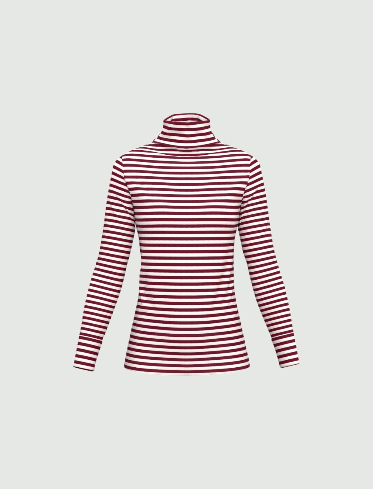 Stretch jersey mock polo-neck sweater - BORDEAUX - Emme - 5