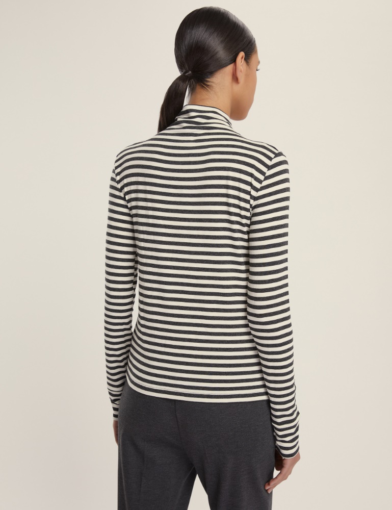 Stretch jersey mock polo-neck sweater - Emme - 3