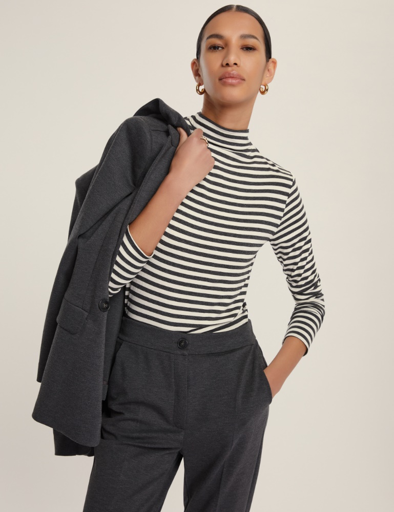 Stretch jersey mock polo-neck sweater - Emme