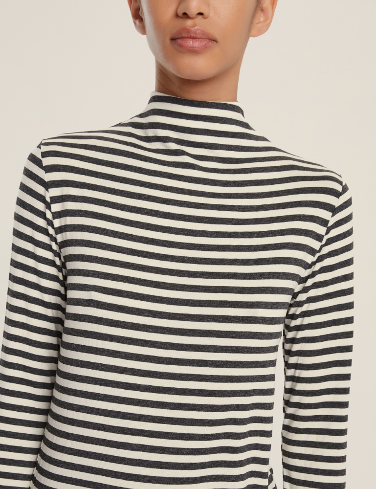 Stretch jersey mock polo-neck sweater - Emme - 4