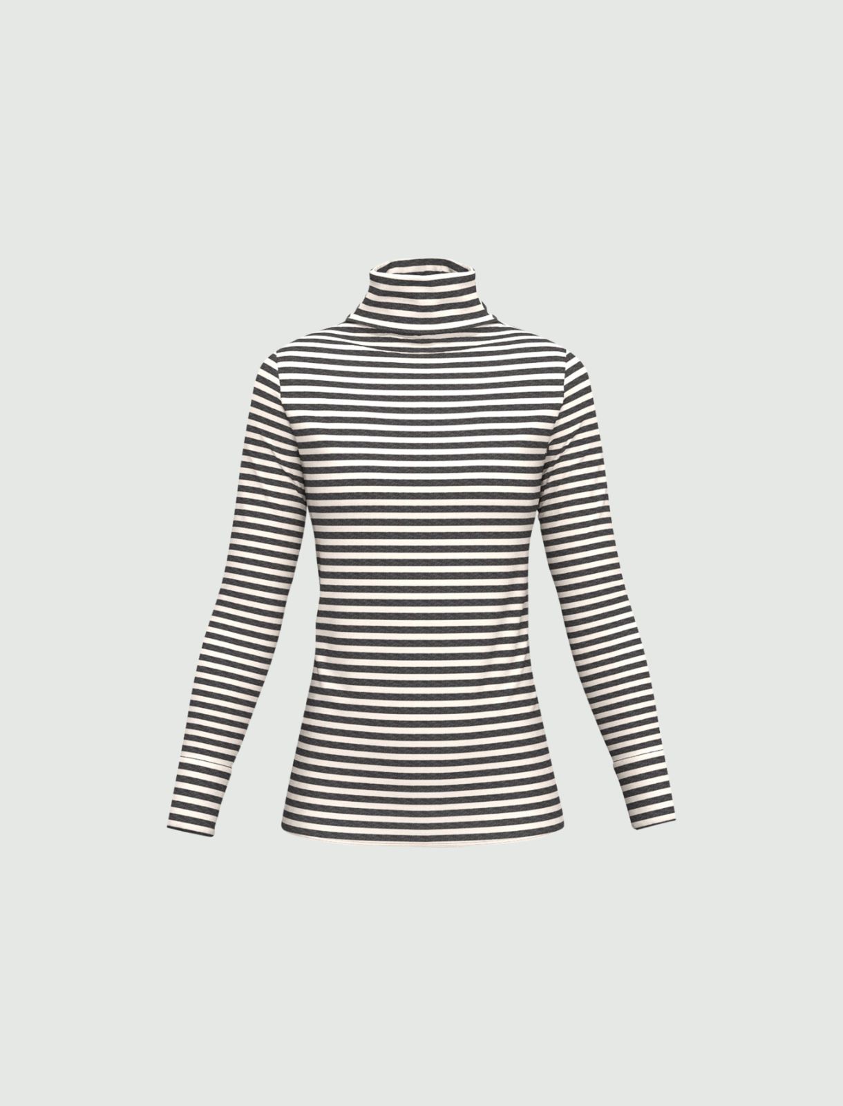 Stretch jersey mock polo-neck sweater - DARK GREY - Emme - 5