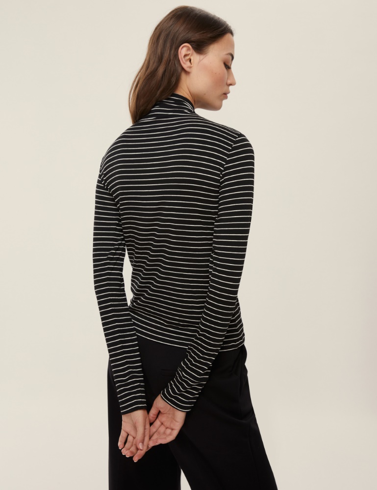 Stretch jersey mock polo-neck sweater - Emme - 3
