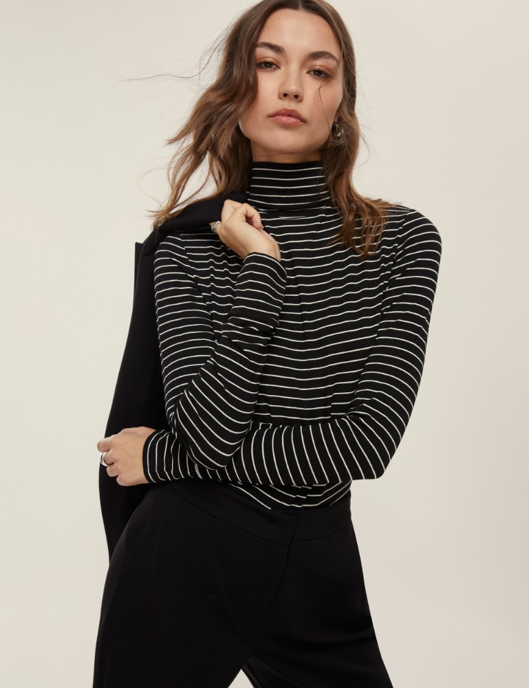 Stretch jersey mock polo-neck sweater - Emme