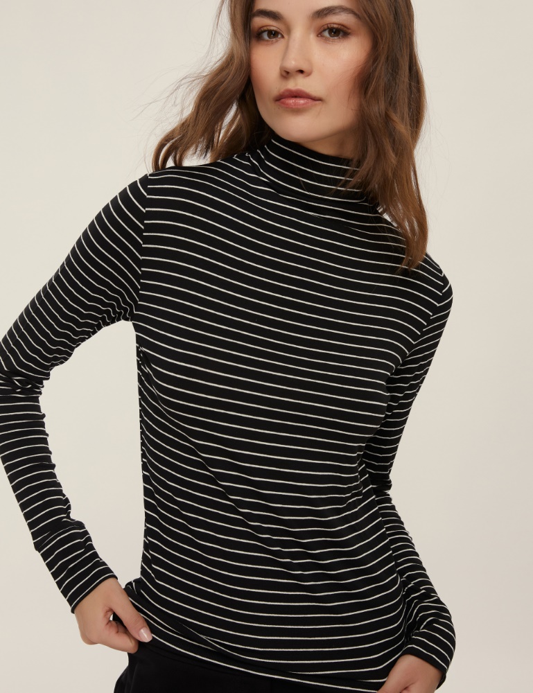 Stretch jersey mock polo-neck sweater - Emme - 4