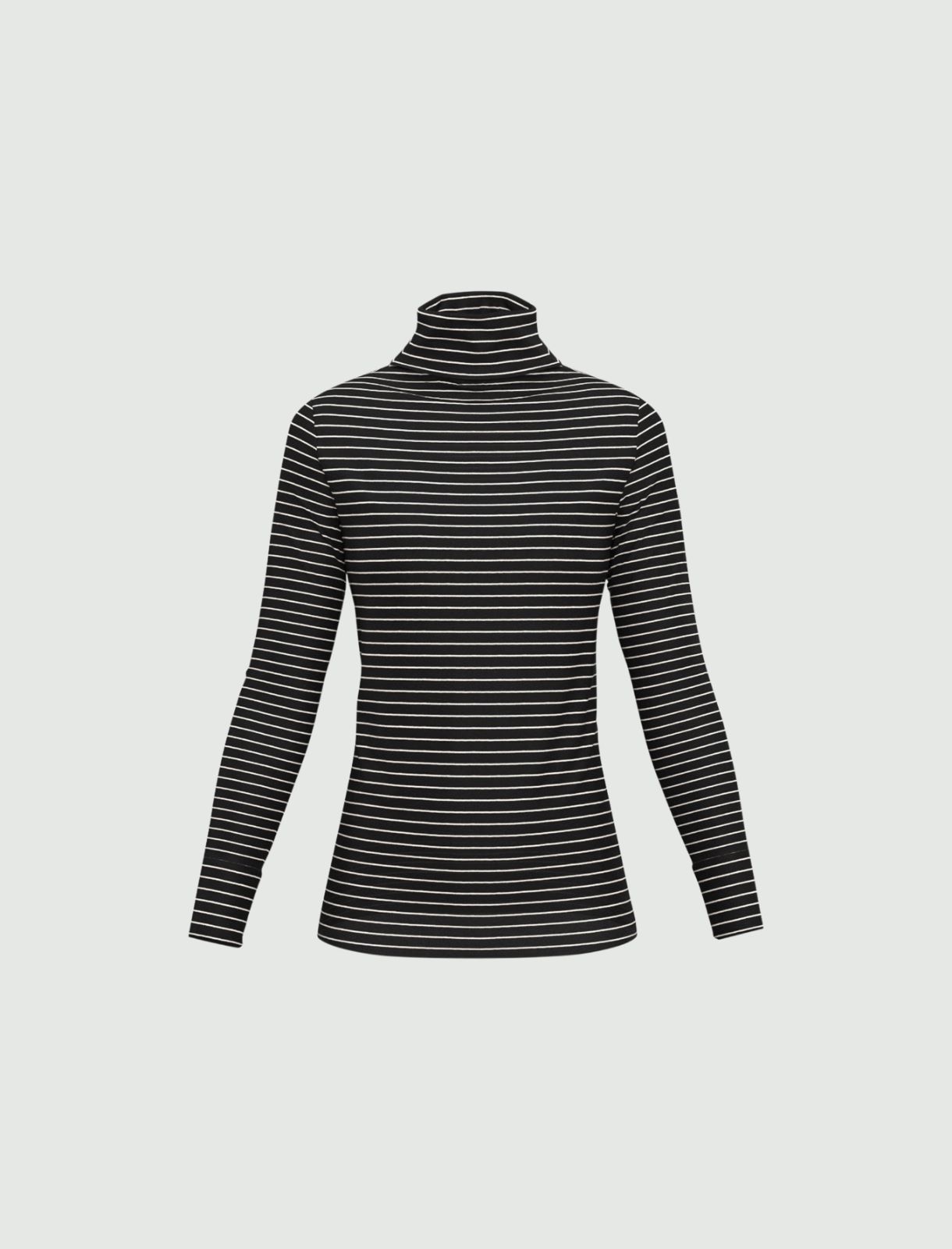 Stretch jersey mock polo-neck sweater - BLACK - Emme - 5