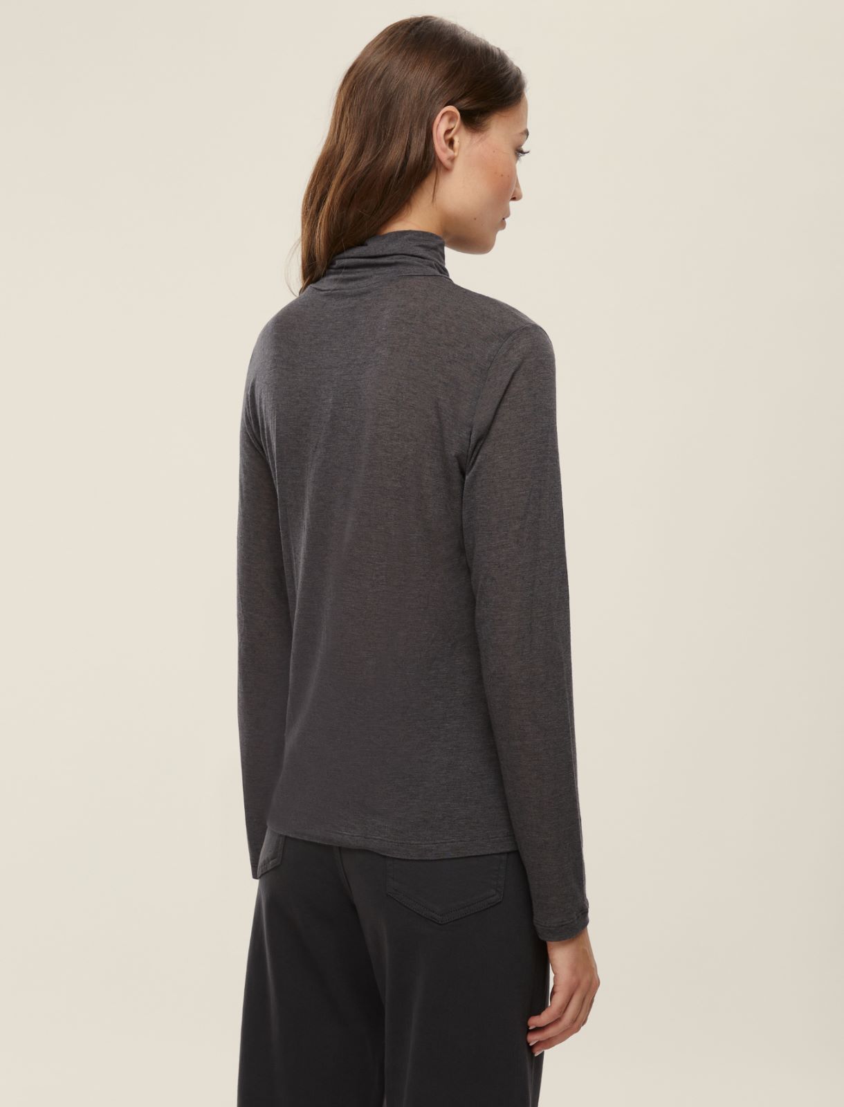 Cashmere-blend polo-neck sweater - DARK GREY - Emme - 2