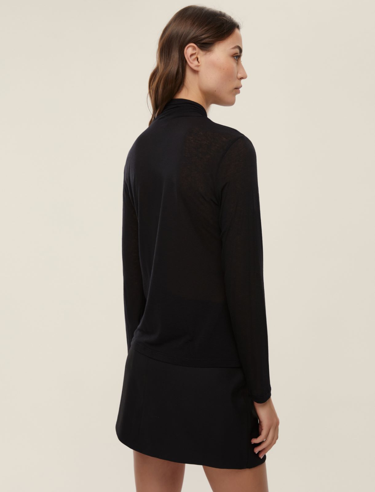 Cashmere-blend polo-neck sweater - BLACK - Emme - 2