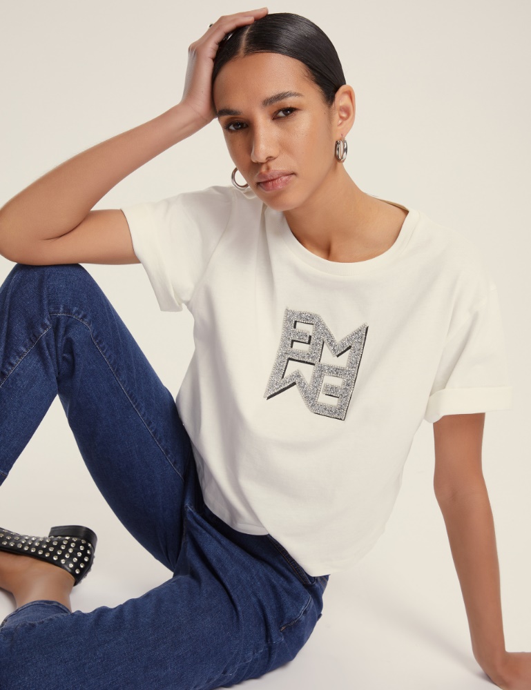 T-shirt in jersey con cristalli - Emme
