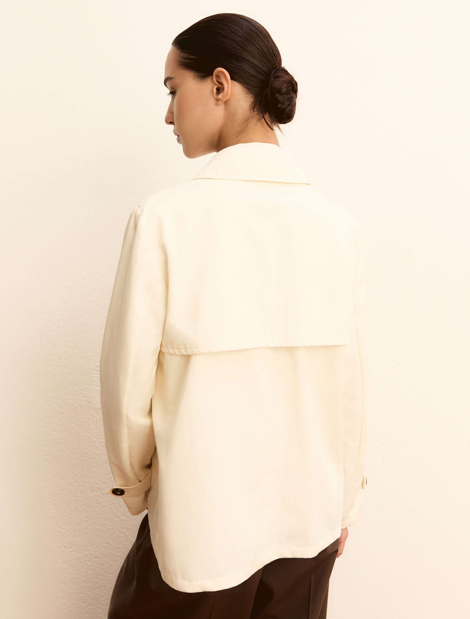 Double-breasted water-repellent gabardine trench coat - WOOL WHITE - Emme - 2